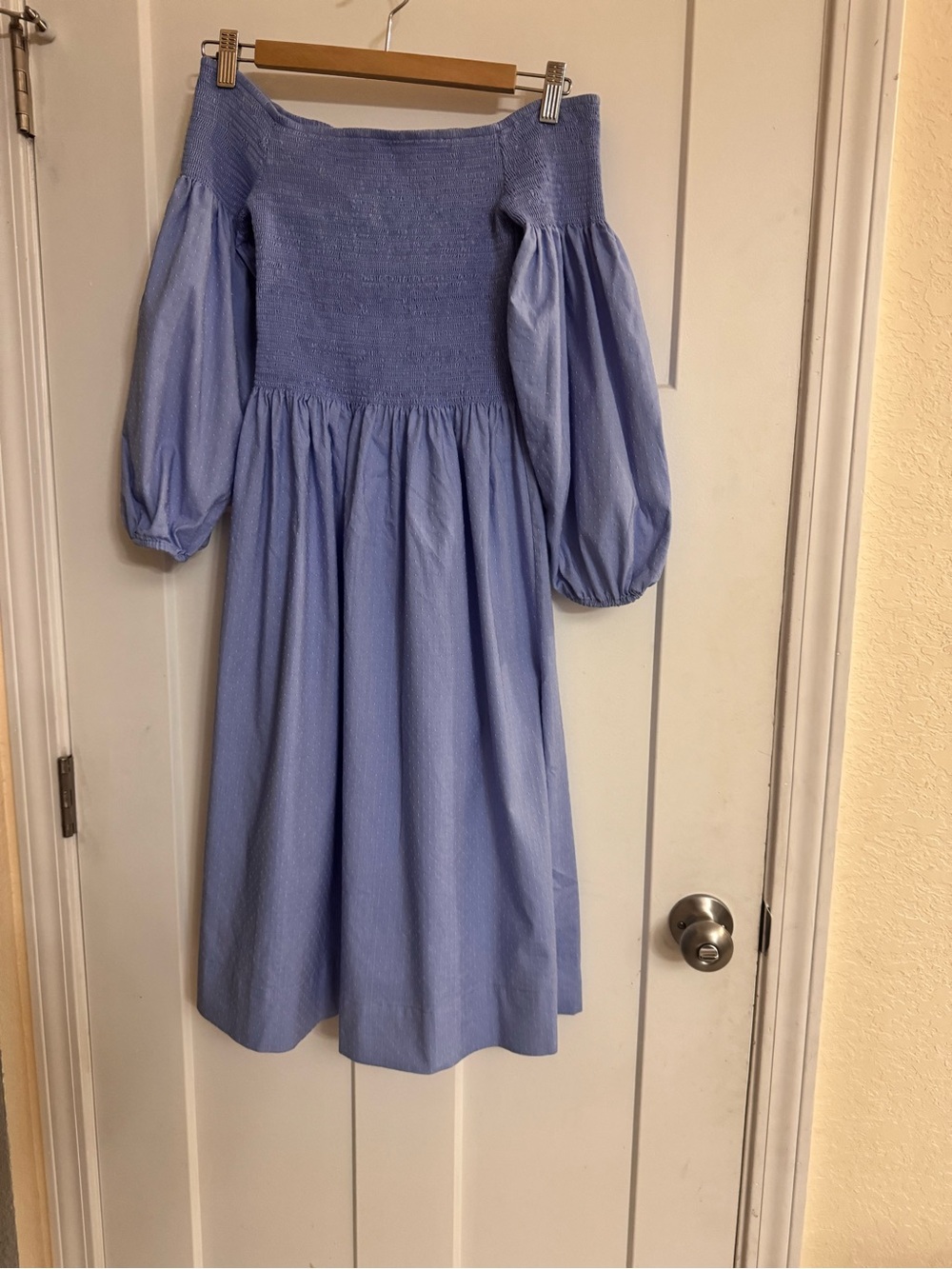 Chelsea 28 Light Blue Off-Shoulder Puff Sleeve Dress